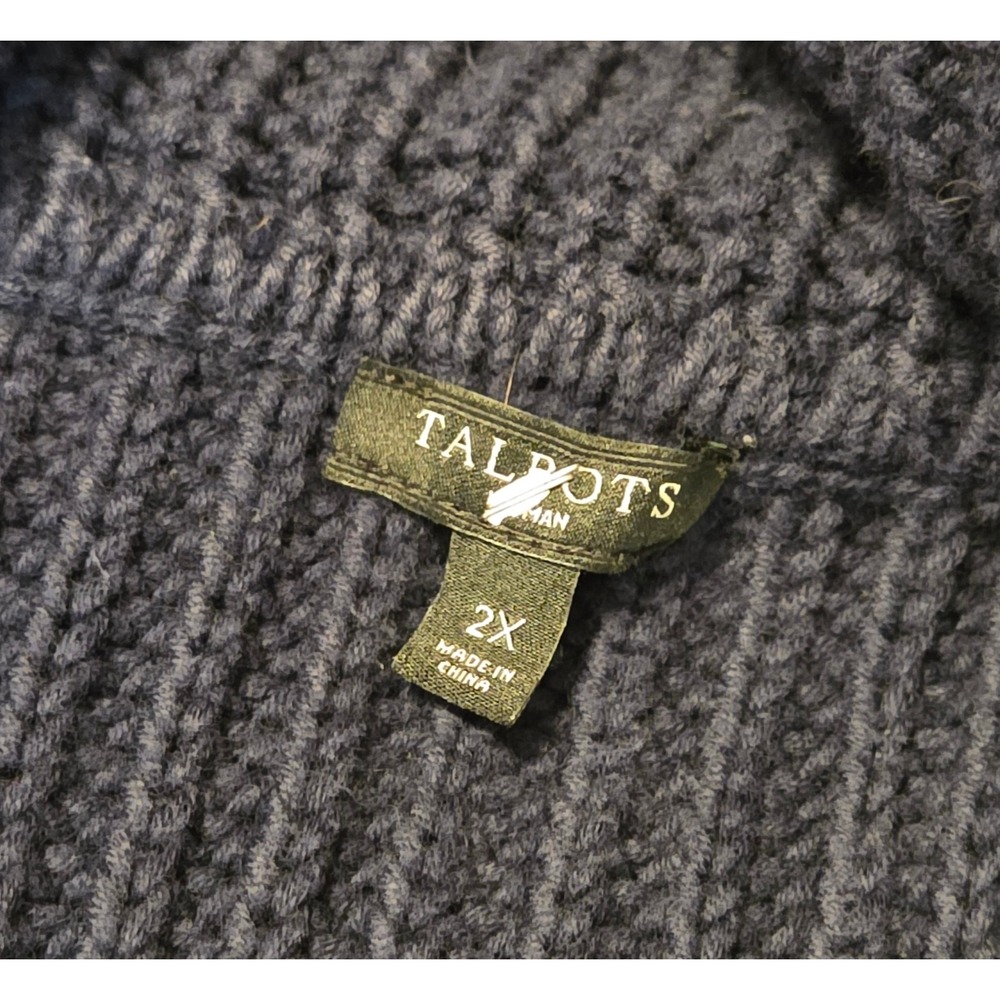 Talbots Ribbed Open Front Cardigan Wide Fold-Over Shawl Collar Women's Size 2X - Picture 2 of 8
